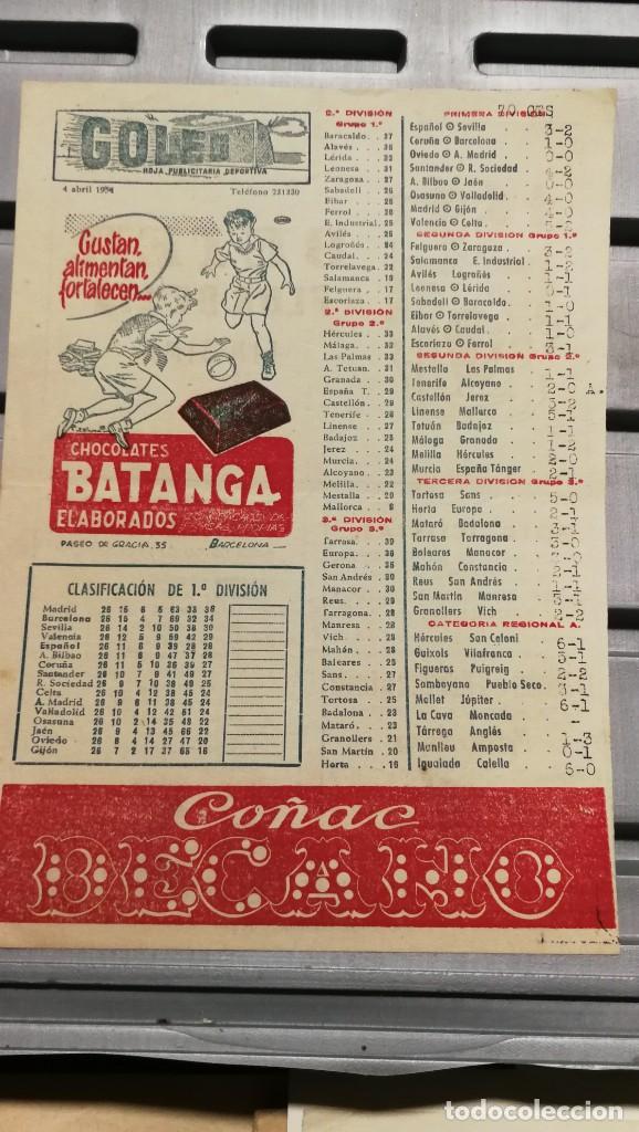 Sammelleidenschaft Sport: GOLES HOJA PUBLICITARIA DEPORTIVA 4 ABRIL 1954