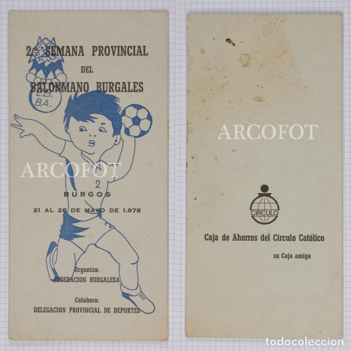 Sports collectibles: TR&Iacute;PTICO - 2&ordf; SEMANA PROVINCIAL DEL BALONMANO BURGAL&Eacute;S - BURGOS 1978 - EL DE LAS FOTOS