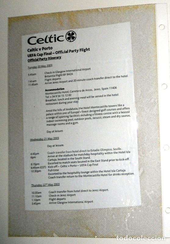 Sports collectibles: PROGRAMA OFICIAL F&Uacute;TBOL FOOTBALL UEFA CUP FINAL 2003 ITINERARIO CIRCULAR INTERNA CLUB CELTIC GLASGOW