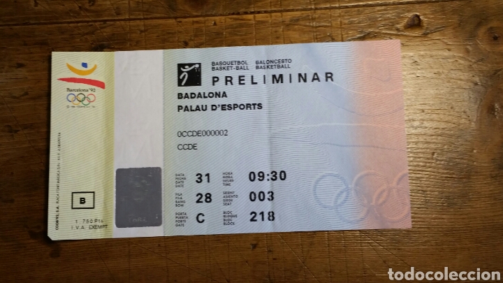 Sports collectibles: Entrada Baloncesto Basket Olimpiada Barcelona 92