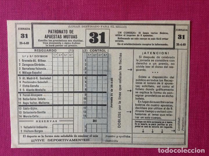 Coleccionismo deportivo: Boleto de apuestas de f&uacute;tbol 1969 - Foto 1