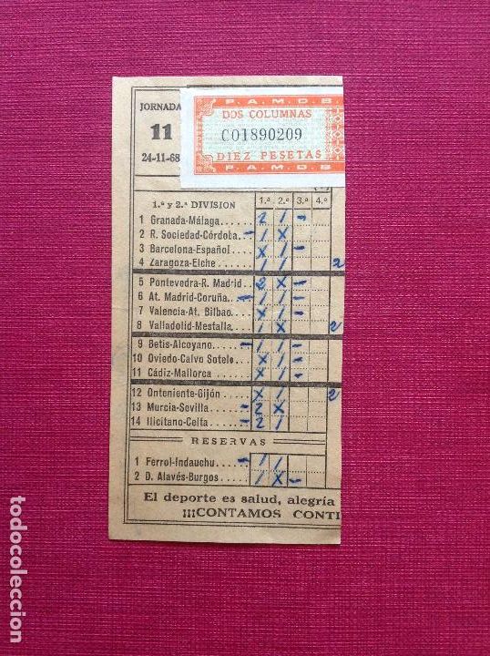 Coleccionismo deportivo: Boleto de apuestas de f&uacute;tbol 1968 - Foto 1