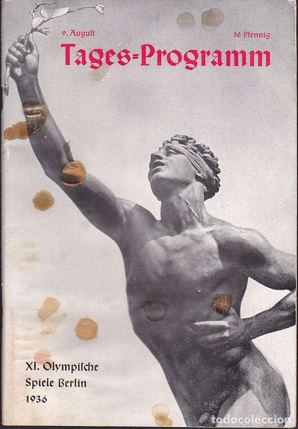 Coleccionismo deportivo: PROGRAMA OFICIAL XI OLIMPIADA DE BERLIN 1936 DIA 9 AGOSTO 1936 - Foto 1