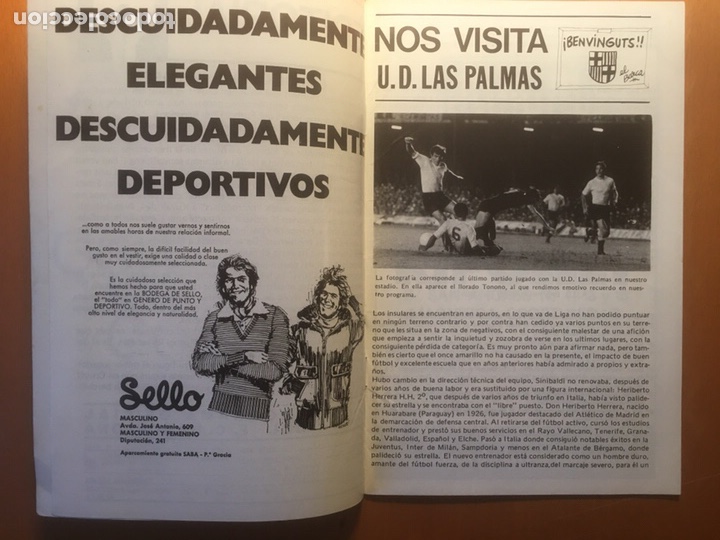 Coleccionismo deportivo: Programa partido Bar&ccedil;a-UD Las Palmas a&ntilde;o 1975 - Foto 2