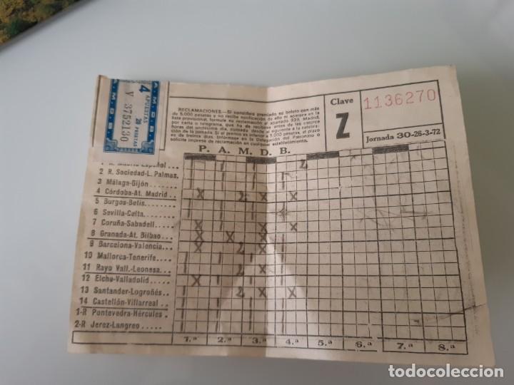 Sammelleidenschaft Sport: BOLETO QUINIELA DE FUTBOL 1972 SELLADA JORNADA 30