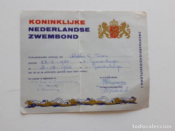 Coleccionismo deportivo: 1966 Diploma de Nataci&oacute;n Holand&eacute;s - Foto 1