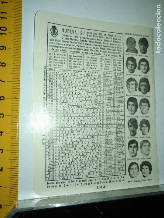 Collectionnisme sportif: hoja deportiva futbol fotos jugadores alineacion plantilla liga club - huelva
