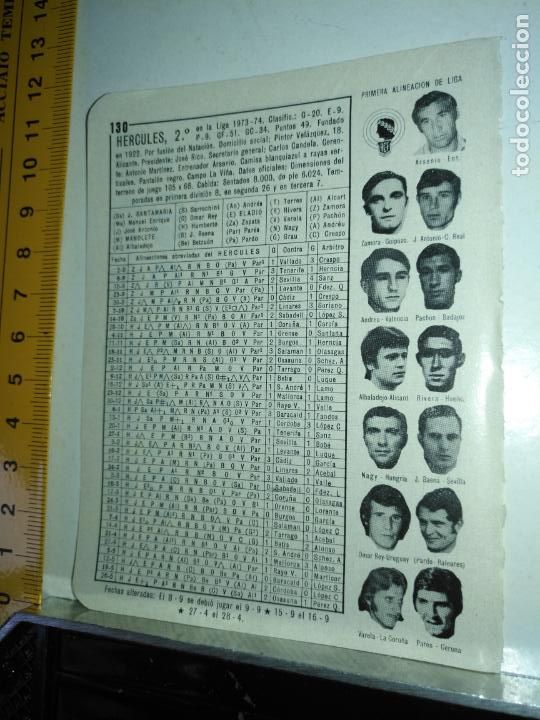 Collectionnisme sportif: hoja deportiva futbol fotos jugadores alineacion plantilla liga club - hercules