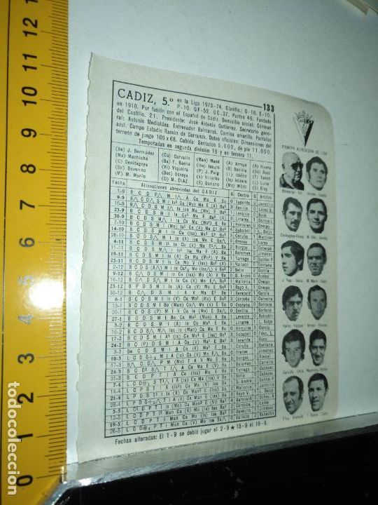 Collectionnisme sportif: hoja deportiva futbol fotos jugadores alineacion plantilla liga club - cadiz