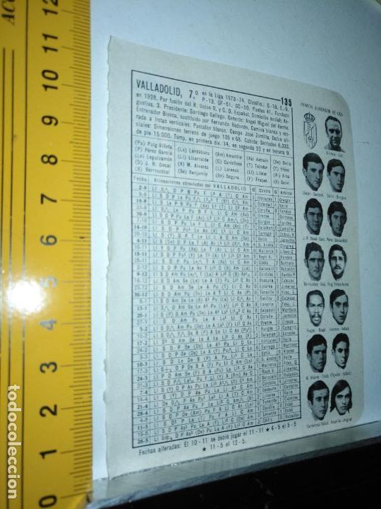 Collectionnisme sportif: hoja deportiva futbol fotos jugadores alineacion plantilla liga club - valladolid