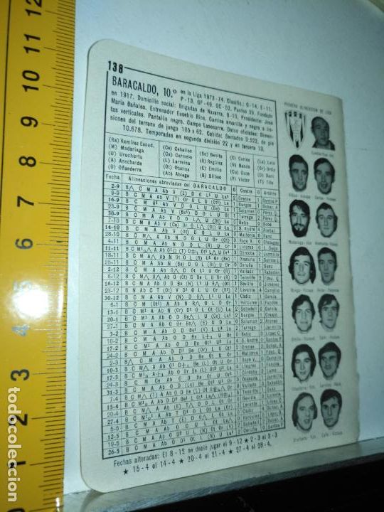 Collectionnisme sportif: hoja deportiva futbol fotos jugadores alineacion plantilla liga club - baracaldo