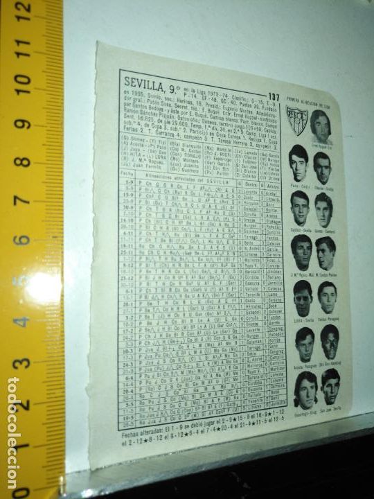 Collectionnisme sportif: hoja deportiva futbol fotos jugadores alineacion plantilla liga club - sevilla