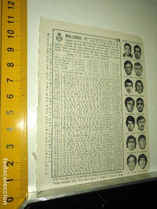 Collectionnisme sportif: hoja deportiva futbol fotos jugadores alineacion plantilla liga club - mallorca