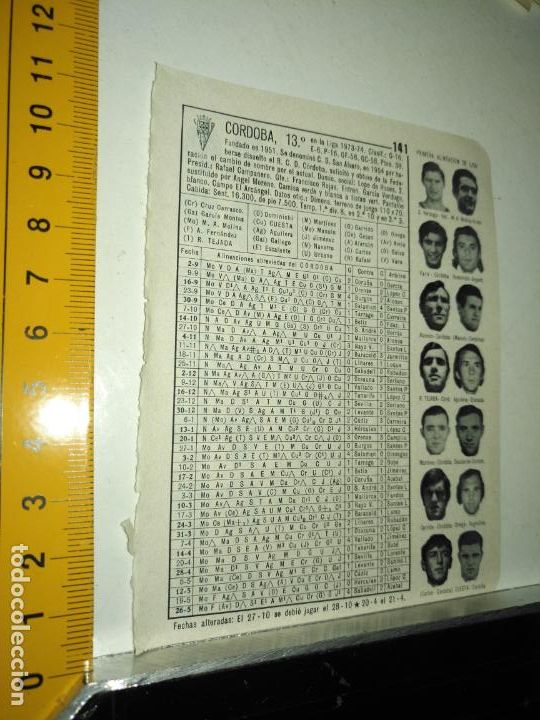 Collectionnisme sportif: hoja deportiva futbol fotos jugadores alineacion plantilla liga club - cordoba