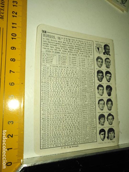 Collectionnisme sportif: hoja deportiva futbol fotos jugadores alineacion plantilla liga club - burgos