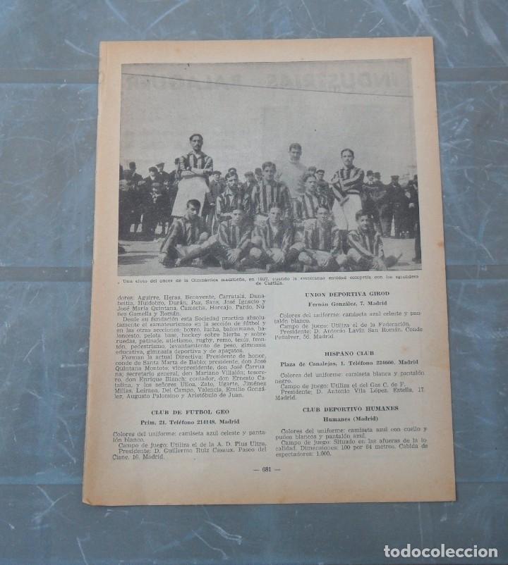 Collectionnisme sportif: GIMNASTICA MADRILE&Ntilde;A ALINEACION 1927, 1950, ORIGINAL DE EPOCA,195X265MM, HOJA DE PUBLICACION