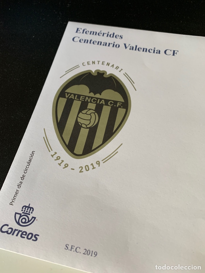 Coleccionismo deportivo: SOBRE PRIMER DIA DE CIRCULACION CENTENARIO VALENCIA C.F.-2019 - Foto 3