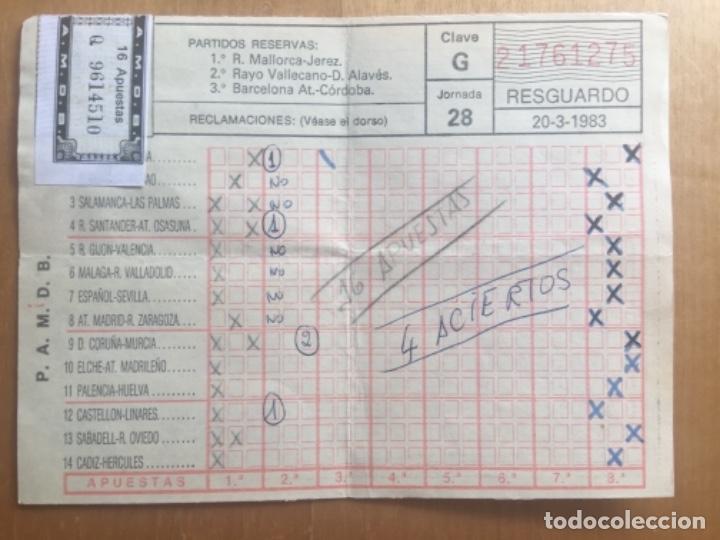 Coleccionismo deportivo: Quiniela sellada jornada 28 a&ntilde;o 83 - Foto 1