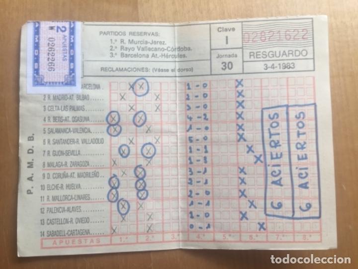 Coleccionismo deportivo: Quiniela jornada 30 a&ntilde;o 83 - Foto 1