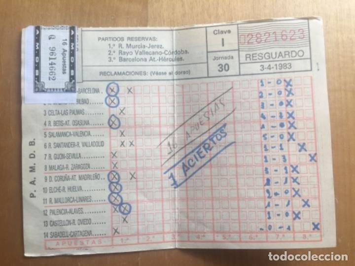 Coleccionismo deportivo: Quiniela sellada jornada 30 a&ntilde;o 83 - Foto 1