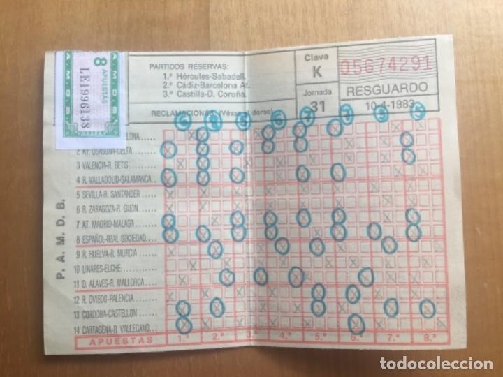 Coleccionismo deportivo: Quiniela sellada jornada 31 a&ntilde;o 83 - Foto 1