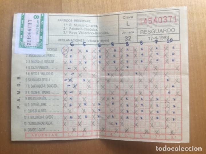 Coleccionismo deportivo: Quiniela sellada jornada 32 a&ntilde;o 83 - Foto 1