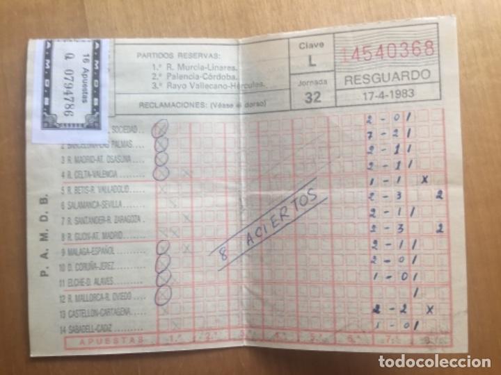 Coleccionismo deportivo: Quiniela sellada jornada 32 a&ntilde;o 83 - Foto 1