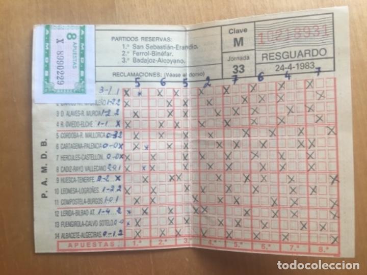 Coleccionismo deportivo: Quiniela sellada jornada 33 a&ntilde;o 83 - Foto 1