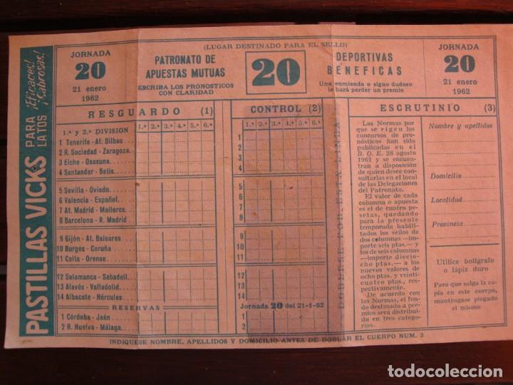 Coleccionismo deportivo: QUINIELA DE 1.962 - Foto 1