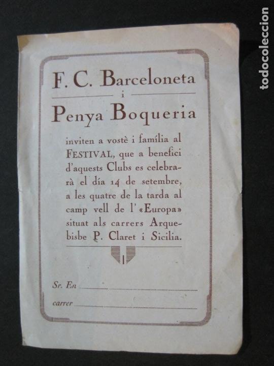 Coleccionismo deportivo: FC BARCELONA I PENYA BOQUERIA-INVITACIO FESTIVAL-ANY 1930-VER FOTOS-(V-20.342) - Foto 2 - 207220152