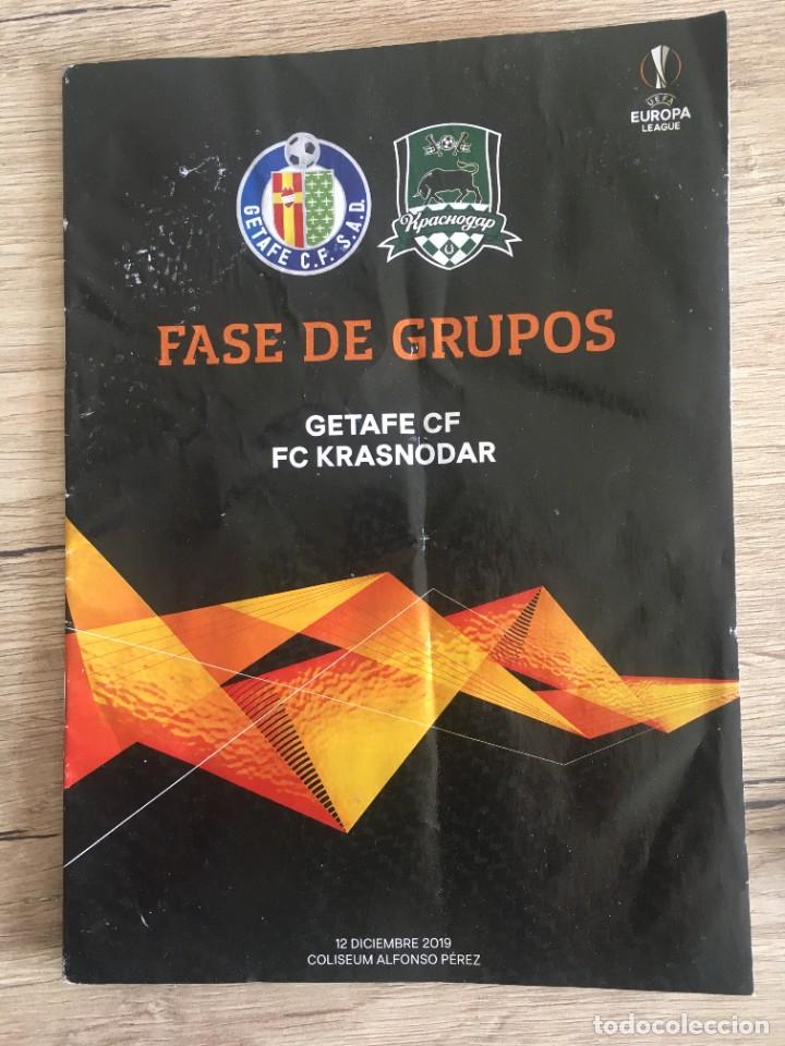 Coleccionismo deportivo: REVISTA PROGRAMA OFICIAL GETAFE KRASNODAR COPA UEFA 2019 2020 - Foto 1