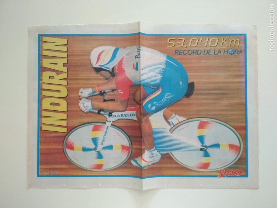 Coleccionismo deportivo: POSTER SPORT MIGUEL INDURAIN RECORD DE LA HORA - Foto 1
