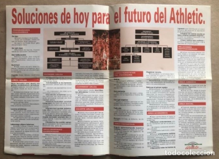 Coleccionismo deportivo: ELECCIONES DEL ATHLETIC CLUB BILBAO (1994). PROGRAMA ELECTORAL DE JOS&Eacute; MAR&Iacute;A ARRATE. - Foto 2