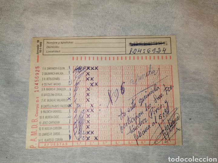 Coleccionismo deportivo: Quiniela 1983 jornada 19 - Foto 1