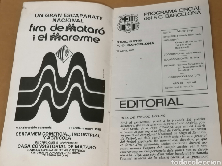 Coleccionismo deportivo: FC Barcelona Programa oficial 19 Abril 1975 - Foto 2 - 213832081