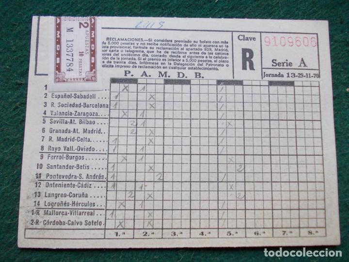 Coleccionismo deportivo: BOLETO DE QUINIELA JORNADA 13-29-11-70 - Foto 1