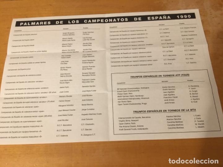 Coleccionismo deportivo: Carta Palmar&eacute;s Campeonatos Espa&ntilde;a tenis 1990 - Foto 2