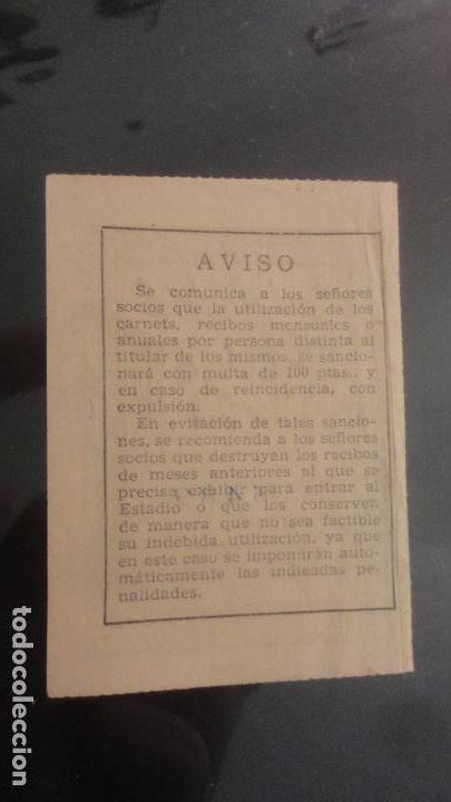 Coleccionismo deportivo: ANTIGUO CUPON DE SOCIO REAL MADRID 1951 - Foto 2