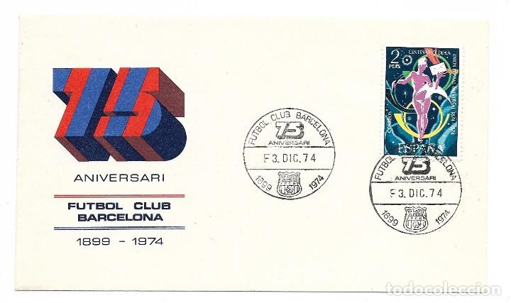 Coleccionismo deportivo: Sobre del 75 aniversario del FCB - Foto 1