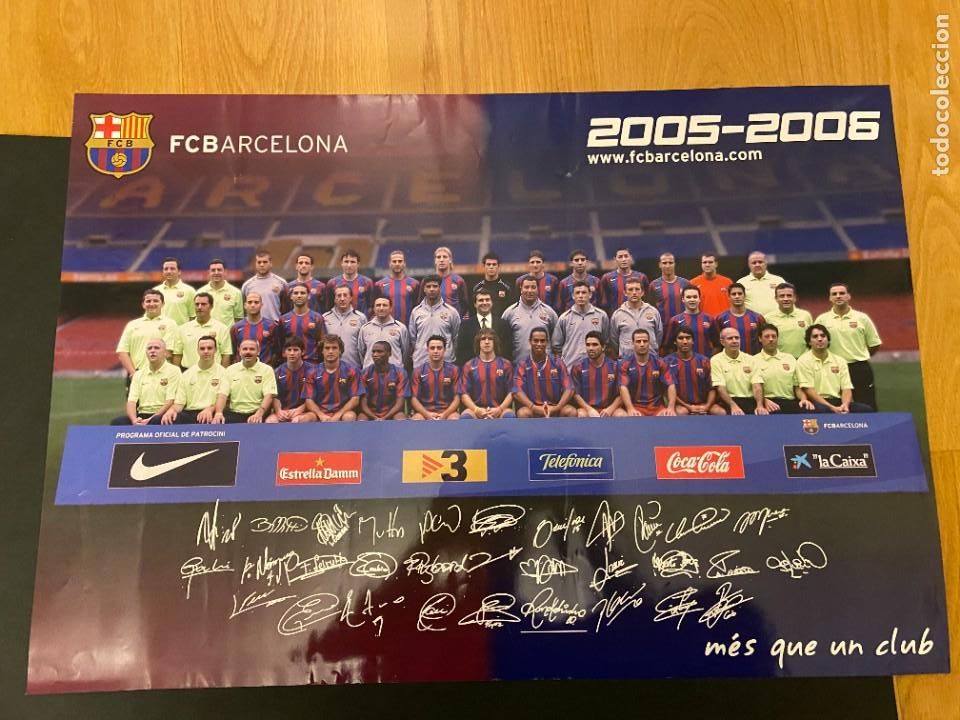 Sammelleidenschaft Sport: POSTER PLANTILLA BARCELONA 2005 2006 CON MESSI 60X50 CM MUY BUEN ESTADO