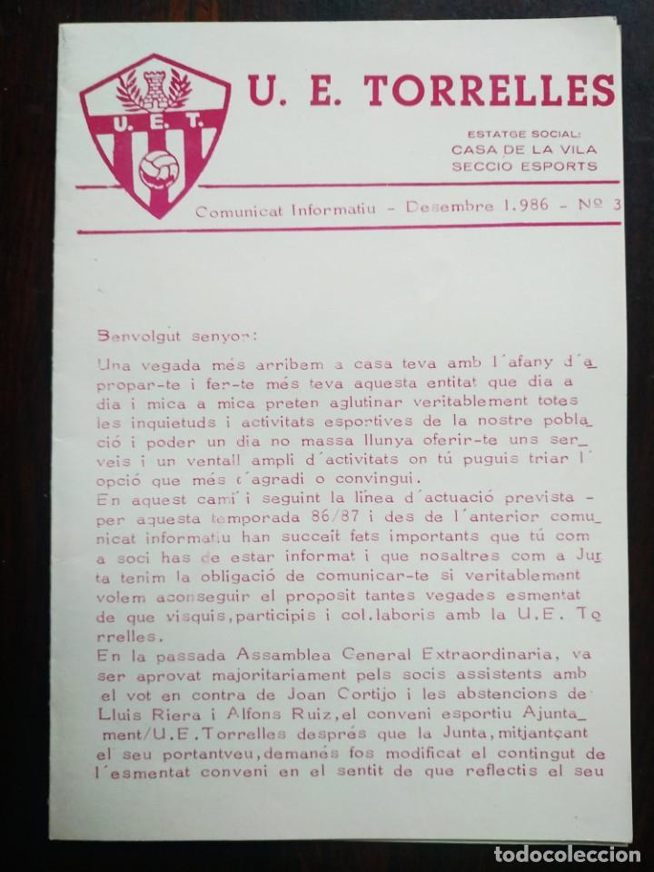 Coleccionismo deportivo: Revista n&ordm; 3. desembre 1986 de la U.E. Torrelles de torrelles de Llobregat - Foto 1