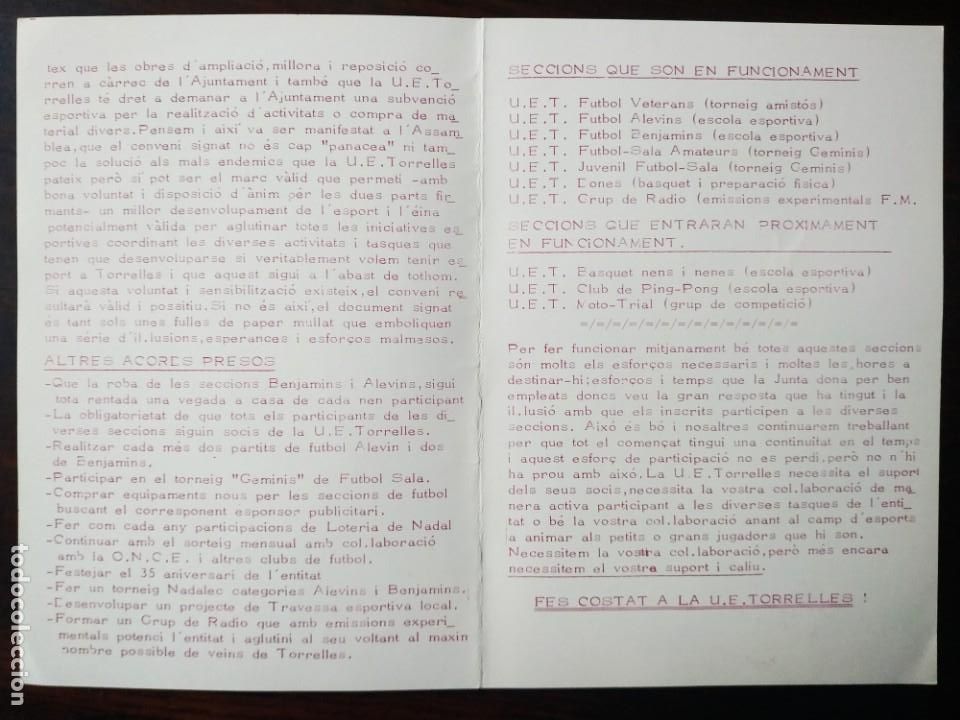 Coleccionismo deportivo: Revista n&ordm; 3. desembre 1986 de la U.E. Torrelles de torrelles de Llobregat - Foto 2