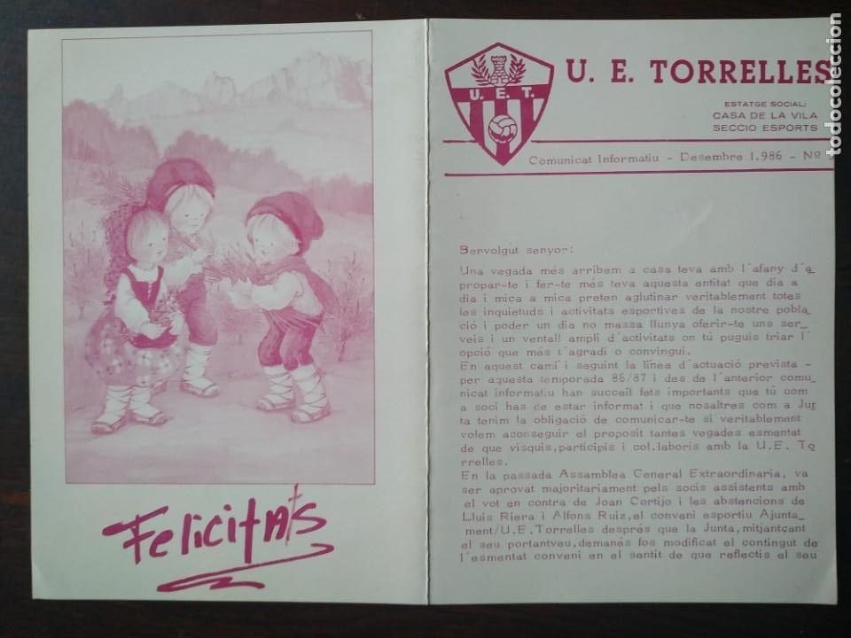 Coleccionismo deportivo: Revista n&ordm; 3. desembre 1986 de la U.E. Torrelles de torrelles de Llobregat - Foto 3