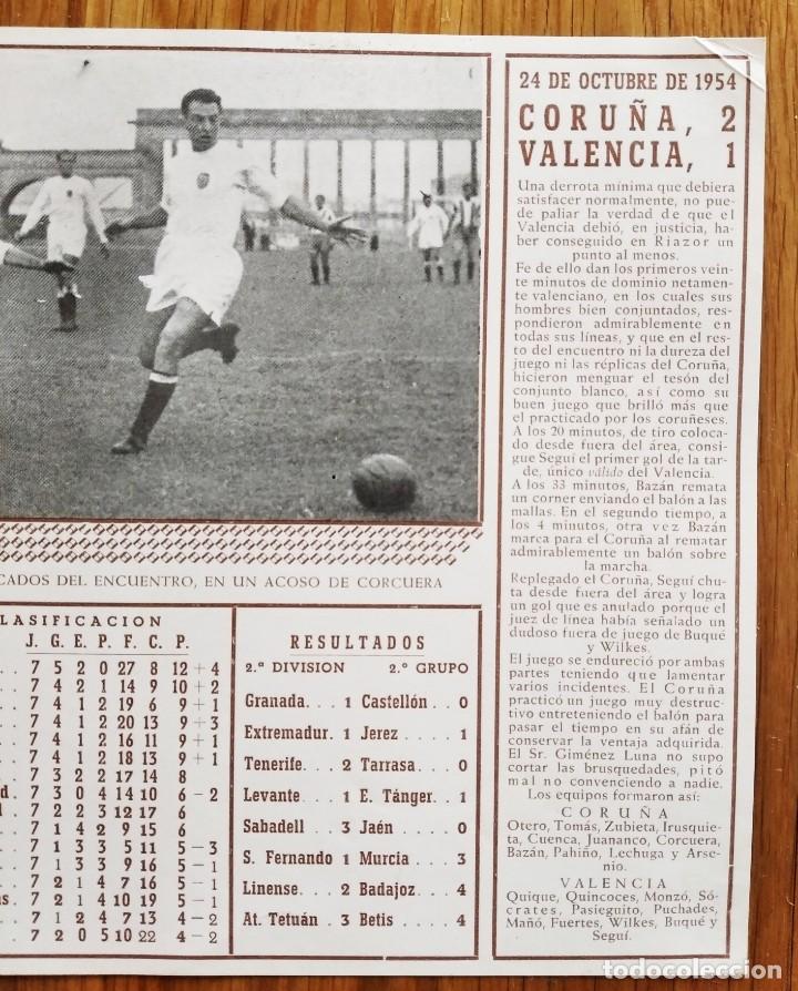 Coleccionismo deportivo: FICHA PARTIDO CORU&Ntilde;A - VALENCIA C.F. - 1954 - Foto 2