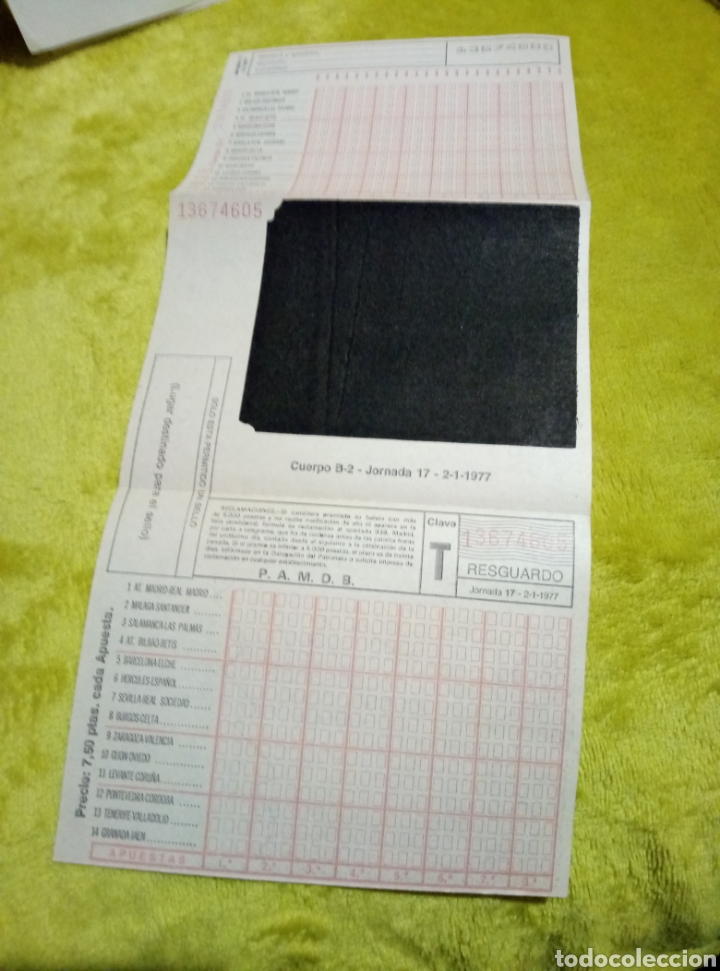 Coleccionismo deportivo: Impreso quiniela jornada 17 1977 - Foto 2