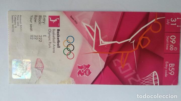 Coleccionismo deportivo: Entrada baloncesto JJOO Londres 2012, ver un poco tocada - Foto 1