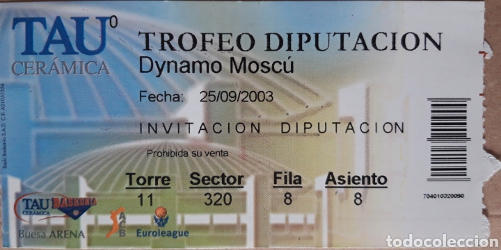 Coleccionismo deportivo: ENTRADA BASKONIA VS DYNAMO DE MOSC&Uacute;. TROFEO DIPUTACI&Oacute;N - Foto 1