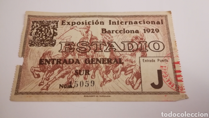 Coleccionismo deportivo: ENTRADA ESTADIO EXPOSICION INTERNACIONAL BARCELONA 1929 - Foto 1