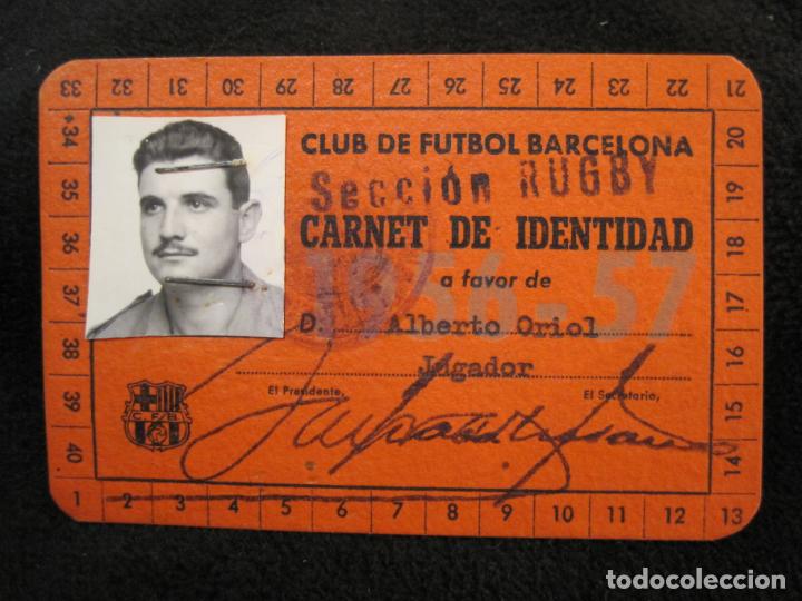Coleccionismo deportivo: FC BARCELONA-SECCION RUGBY-CARNET IDENTIDAD JUGADOR-AÑO 1955 1957-VER FOTOS-(77.537) - Foto 2 - 240926700