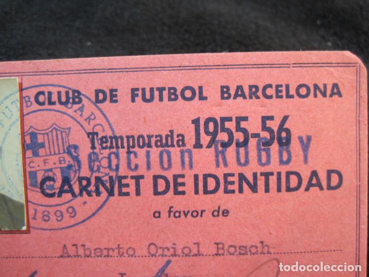 Coleccionismo deportivo: FC BARCELONA-SECCION RUGBY-CARNET IDENTIDAD JUGADOR-AÑO 1955 1956-VER FOTOS-(77.538) - Foto 2 - 240926770